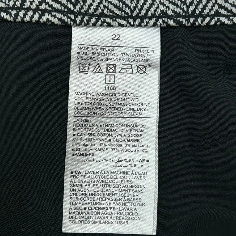 Old Navy Pixie Black White Herringbone High Rise Stretch Pants Size 22 NEW